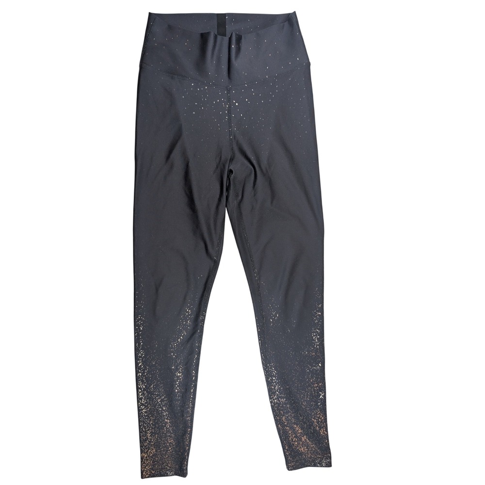 Peloton Leggings Womens Black Rose‎ Gold Foil Splatter High Waist Activewear